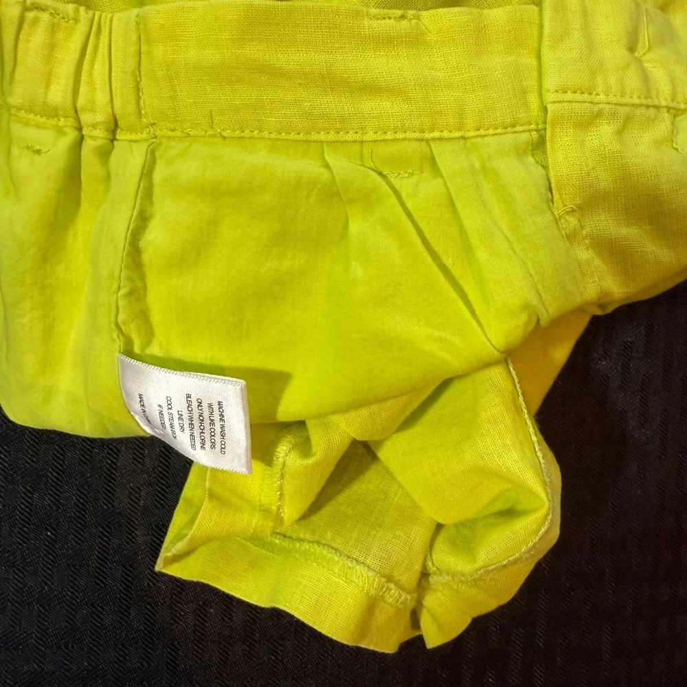 A Loves A‎ Girls Neon Yellow Linen Blend Pleated Pants Size 5